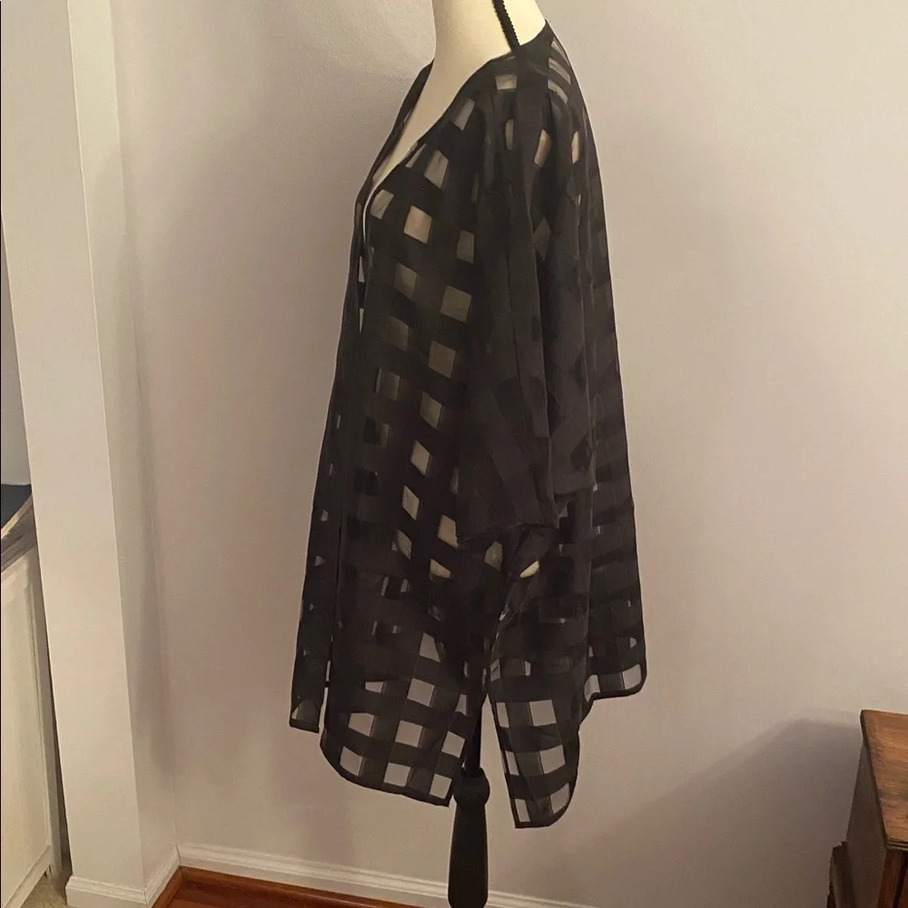 Anne Klein NWT size small/med black open front semi sheer jacket - Picture 3 of 9